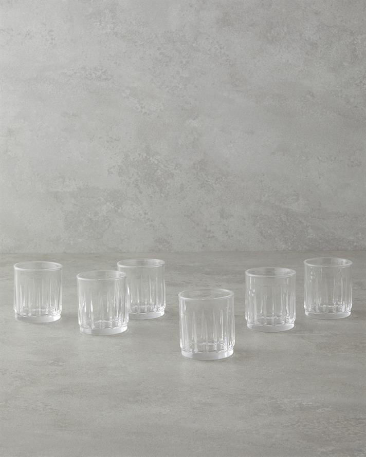 Linear Cam 6lı Kahve Yanı Bardak 90 ml Şeffaf