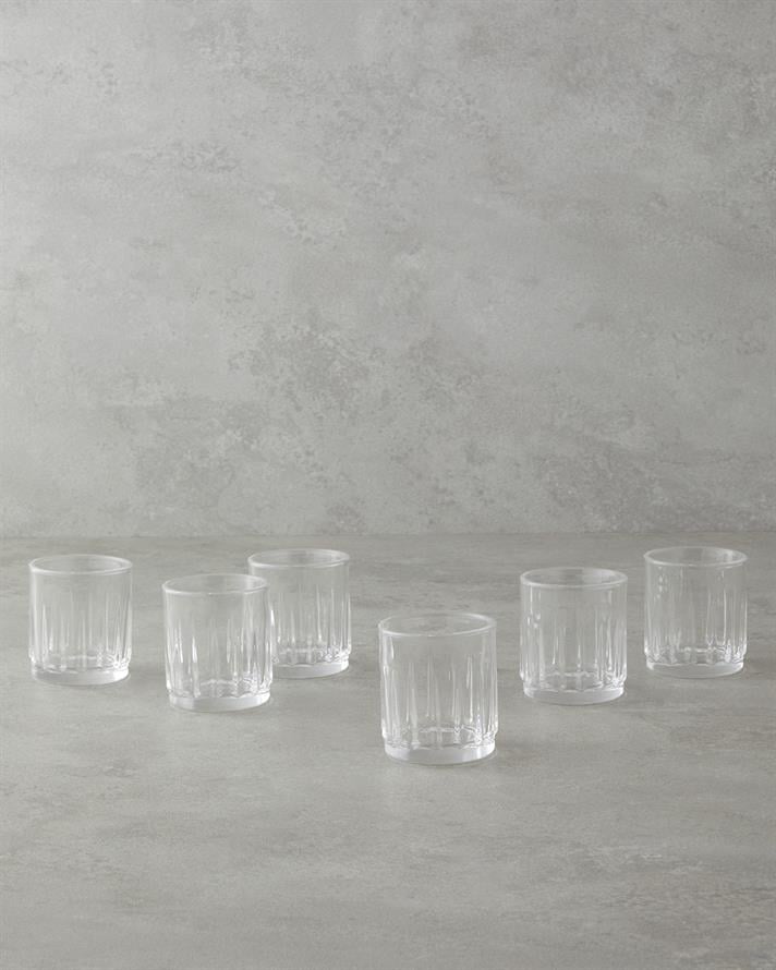 Linear Cam 6lı Kahve Yanı Bardak 90 ml Şeffaf