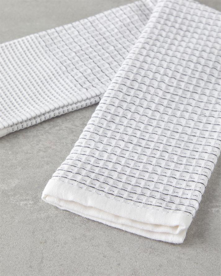 Linear Pamuk Kurulama Bezi 30x50 cm Beyaz - Gri