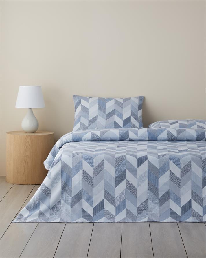 Linescape Kolay Ütülenir Çift Kişilik Nevresim Takımı 200x220 cm Açık Mavi