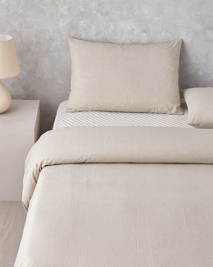 Linework Kolay Ütülenir Çift Kişilik Nevresim Takımı 200x220 cm Bej