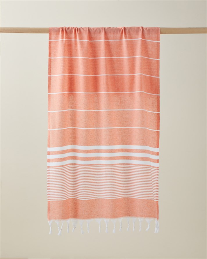 Linosa Rejenere Çizgili Peştamal 80x150 cm Yavruağzı