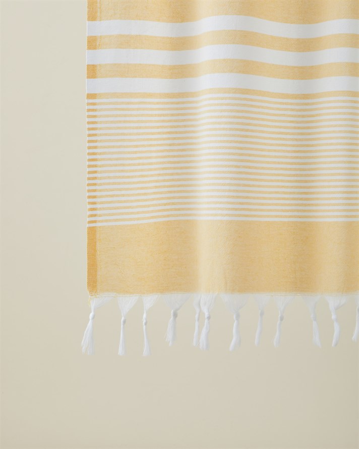 Linosa Rejenere Çizgili Peştamal 80x150 cm Sarı