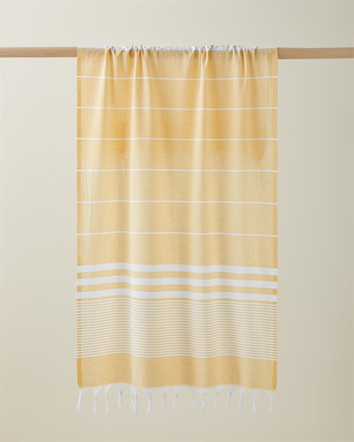 Linosa Rejenere Çizgili Peştamal 80x150 cm Sarı