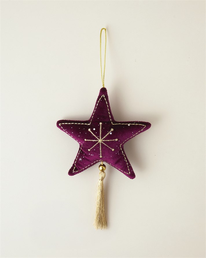 Little Star Kadife Askılı Aksesuar 18 cm Bordo
