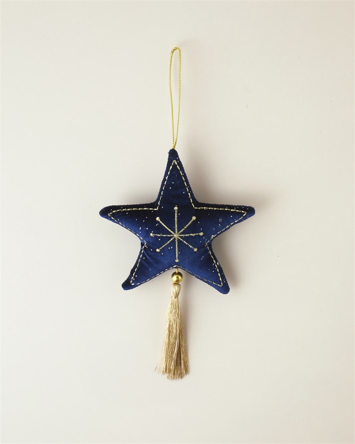 Little Star Kadife Yılbaşı Ağacı Süsü 18 cm Mavi