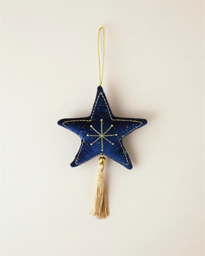 Little Star Kadife Yılbaşı Ağacı Süsü 18 cm Mavi