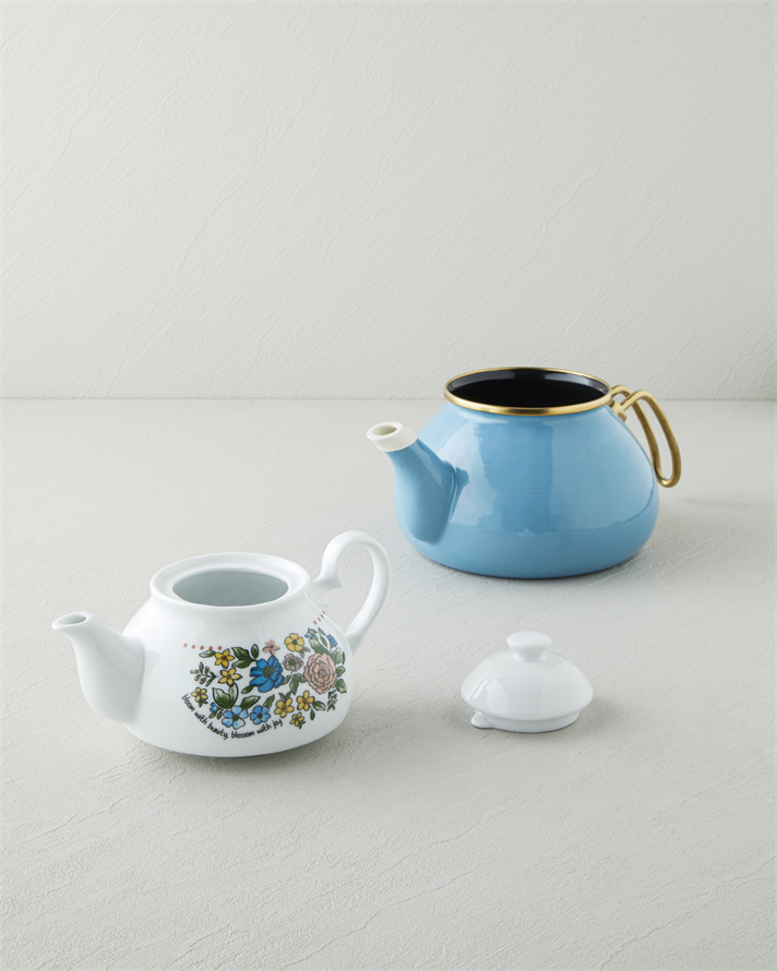 Lively Porselen Emaye Çaydanlık 0,85 + 2,2 L Mavi