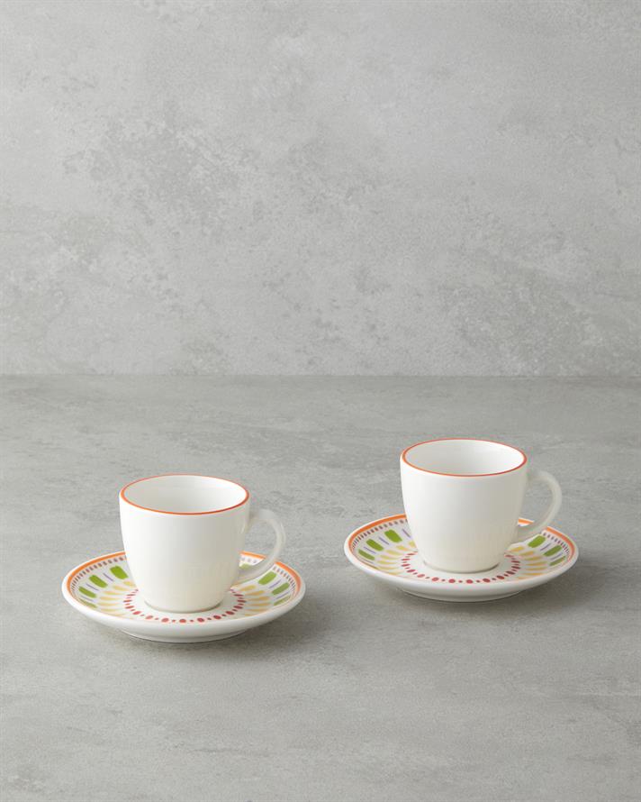 Livia Bone Porselen 4 Parça 2 Kişilik Kahve Fincan Takımı 90 ml Renkli