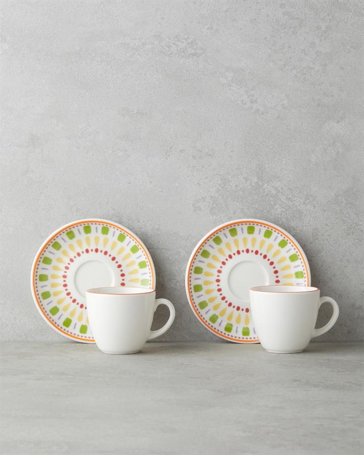 Livia Bone Porselen 4 Parça 2 Kişilik Kahve Fincan Takımı 90 ml Renkli