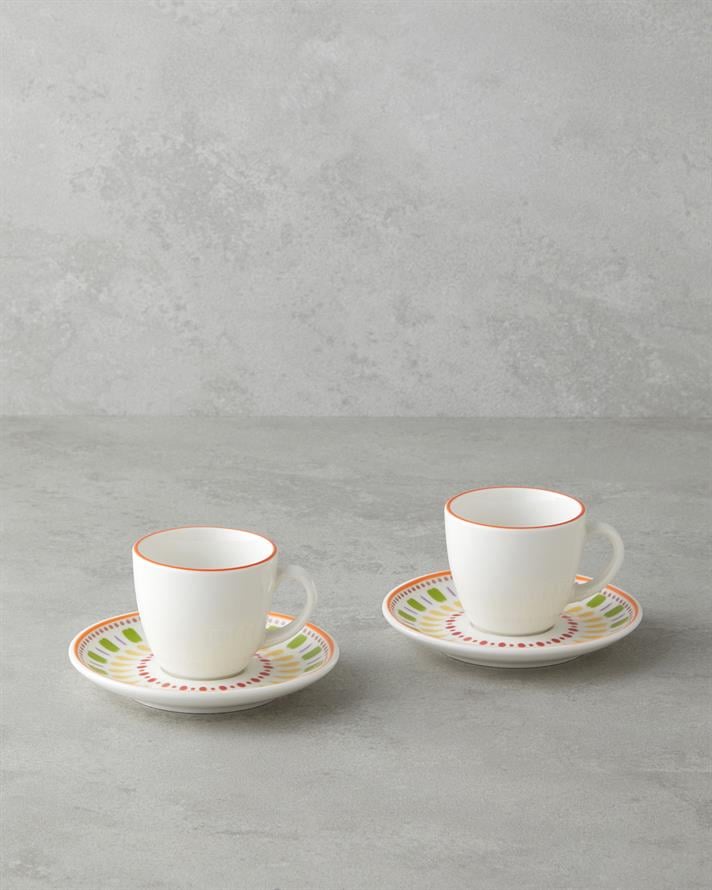 Livia Bone Porselen 4 Parça 2 Kişilik Kahve Fincan Takımı 90 ml Renkli