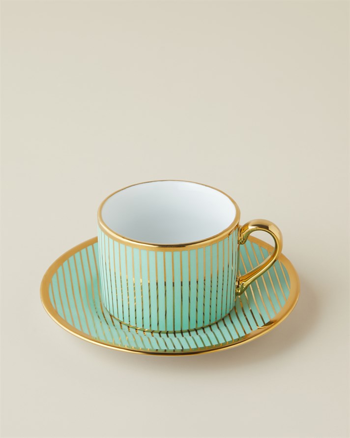 Livora New Bone China 4 Parça 2 Kişilik Çay Fincanı Takımı 220 ml Yeşil