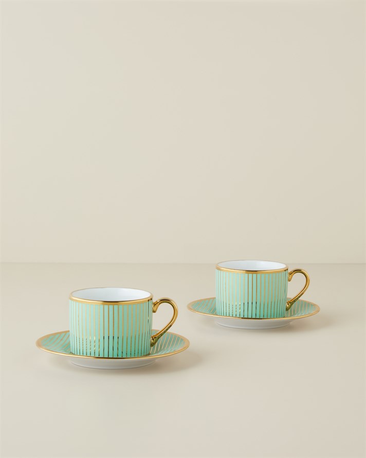 Livora New Bone China 4 Parça 2 Kişilik Çay Fincanı Takımı 220 ml Yeşil