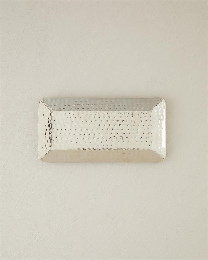 Liza Metal Dekoratif Tepsi 25,5x13x2,5 cm Silver