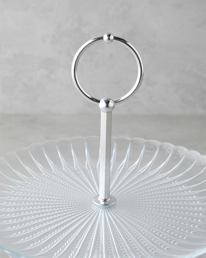 Louise Cam Katlı Servis 21+28 cm Şeffaf