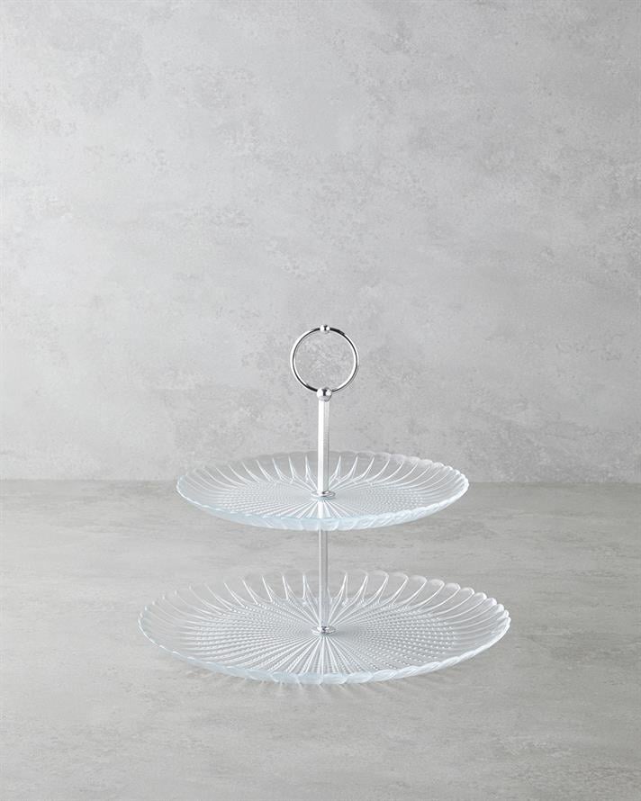 Louise Cam Katlı Servis 21+28 cm Şeffaf