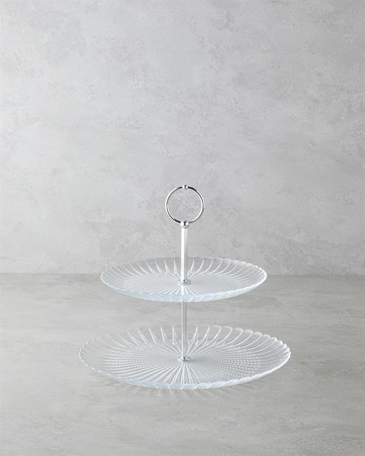 Louise Cam Katlı Servis 21+28 cm Şeffaf