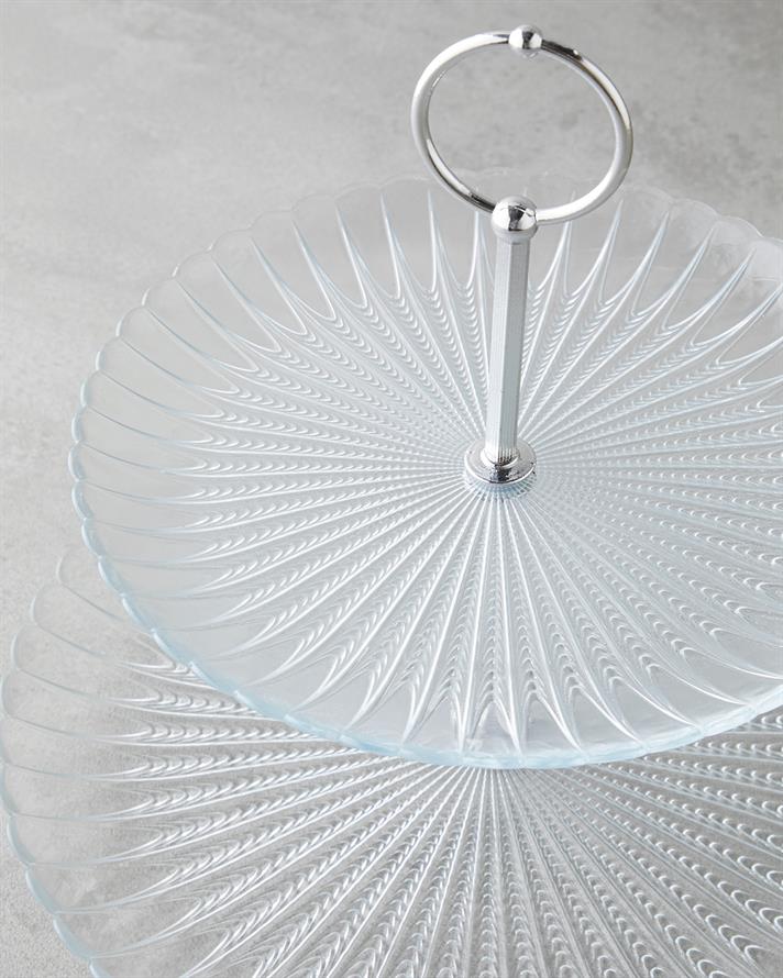 Louise Cam Katlı Servis 21+28 cm Şeffaf