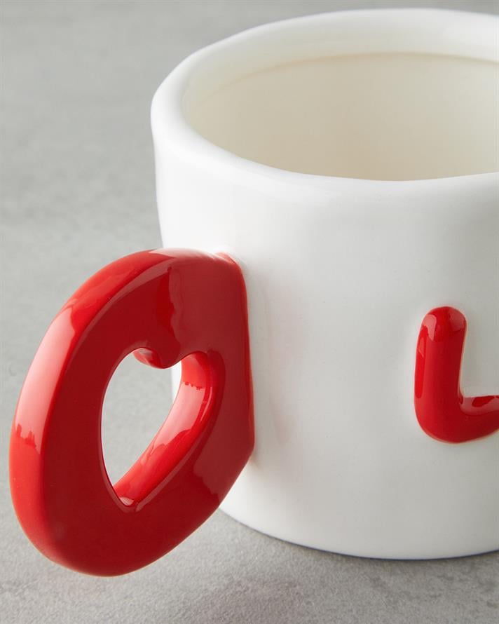 Love More Stoneware Kupa 400 ml Pembe