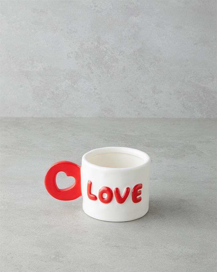 Love More Stoneware Kupa 400 ml Pembe