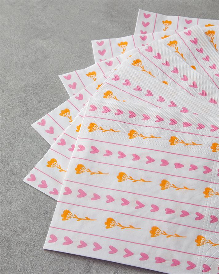 Lovebloom 20li Kağıt Peçete 33x33 cm Pembe - Turuncu