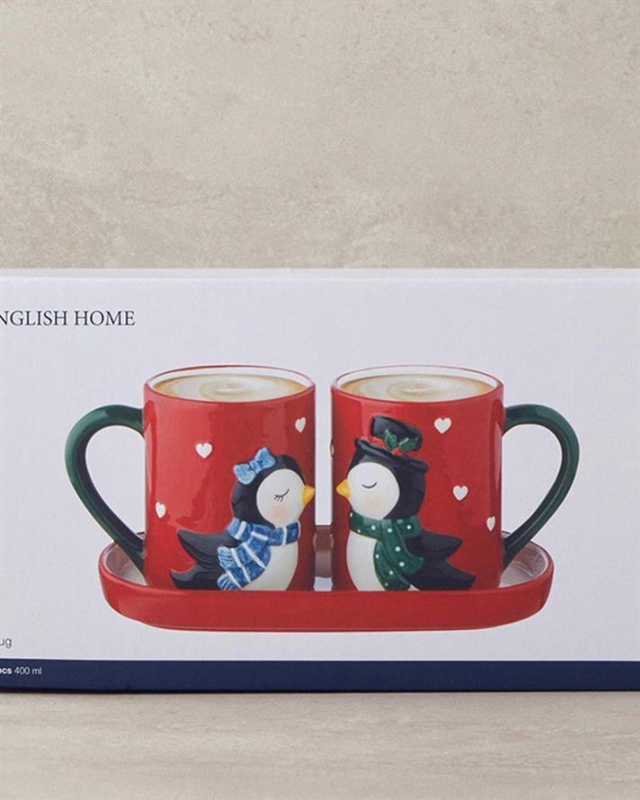 Lovely Penguins Dolomite 2li Kupa 400 ml Kırmızı