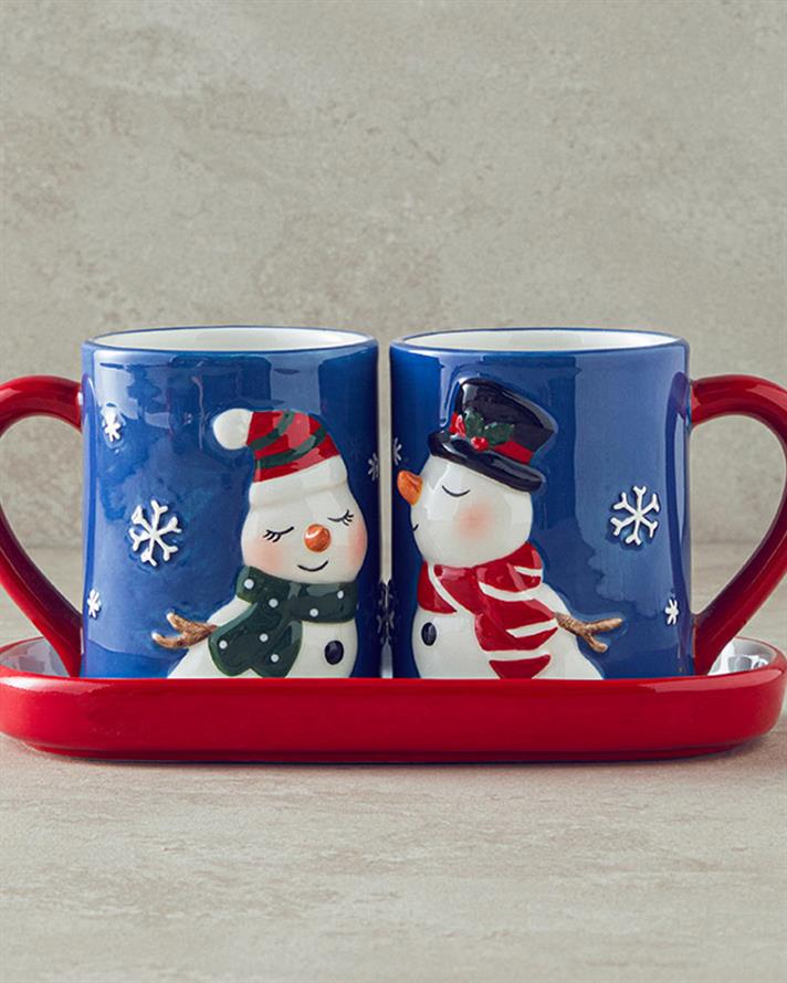 Lovely Snowmans Dolomite 2li Yılbaşı Kupa Lacivert