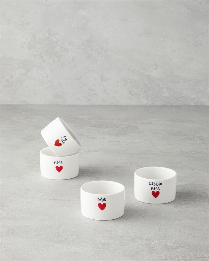 Lovely Stoneware 4lü Çerezlik 6,5 cm Kırmızı