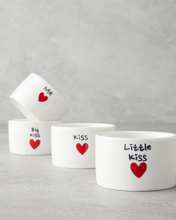 Lovely Stoneware 4lü Çerezlik 6,5 cm Kırmızı