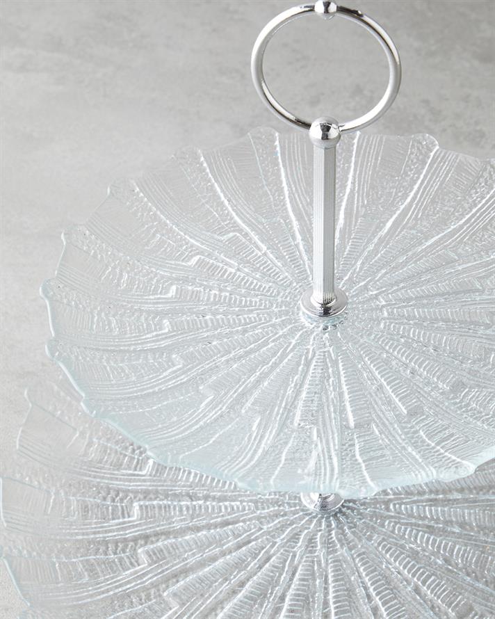 Luce Cam Katlı Servis 21+28 cm Şeffaf