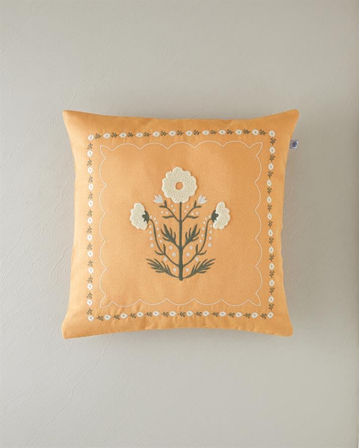 Lucie Punch Nakışlı Kırlent Kılıfı Sarı