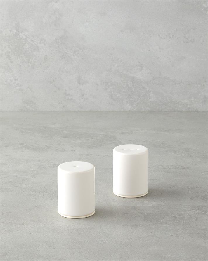 Luma Seramik 2li Tuzluk - Biberlik 6 cm Krem