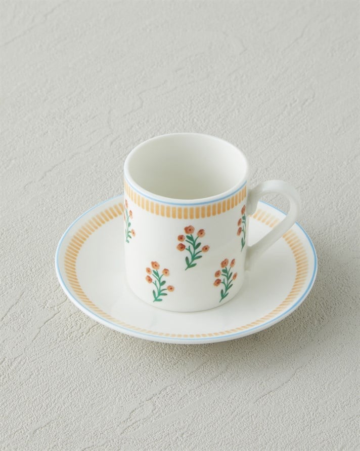 Lumina New Bone China 4 Parça 2 Kişilik Kahve Fincan Takımı 80 ml Sarı