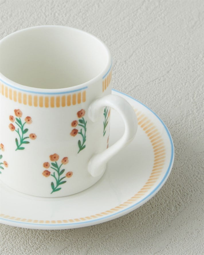 Lumina New Bone China 4 Parça 2 Kişilik Kahve Fincan Takımı 80 ml Sarı
