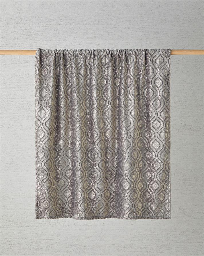 Luminance Varak Baskılı Pelüş Tv Battaniye 120x160 cm Gri