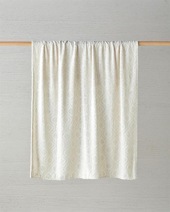 Luminance Varak Baskılı Pelüş Tv Battaniye 120x160 cm Krem