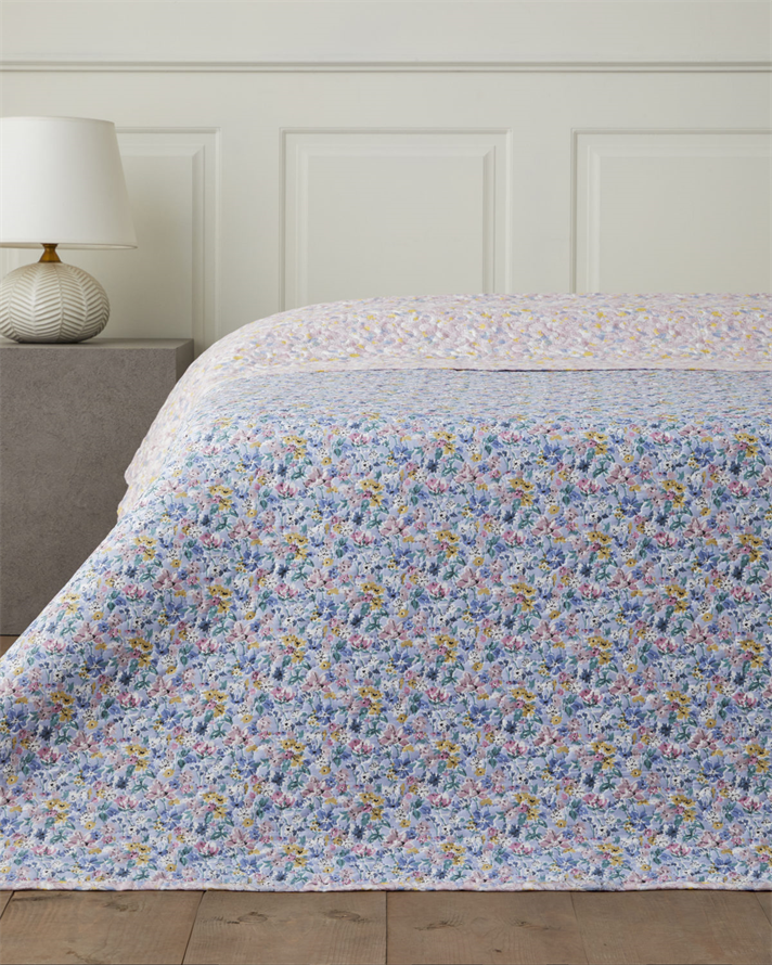 Lumira Fiorito  Çift Kişilik Çok Amaçlı Örtü 200x220 cm Açık Mavi