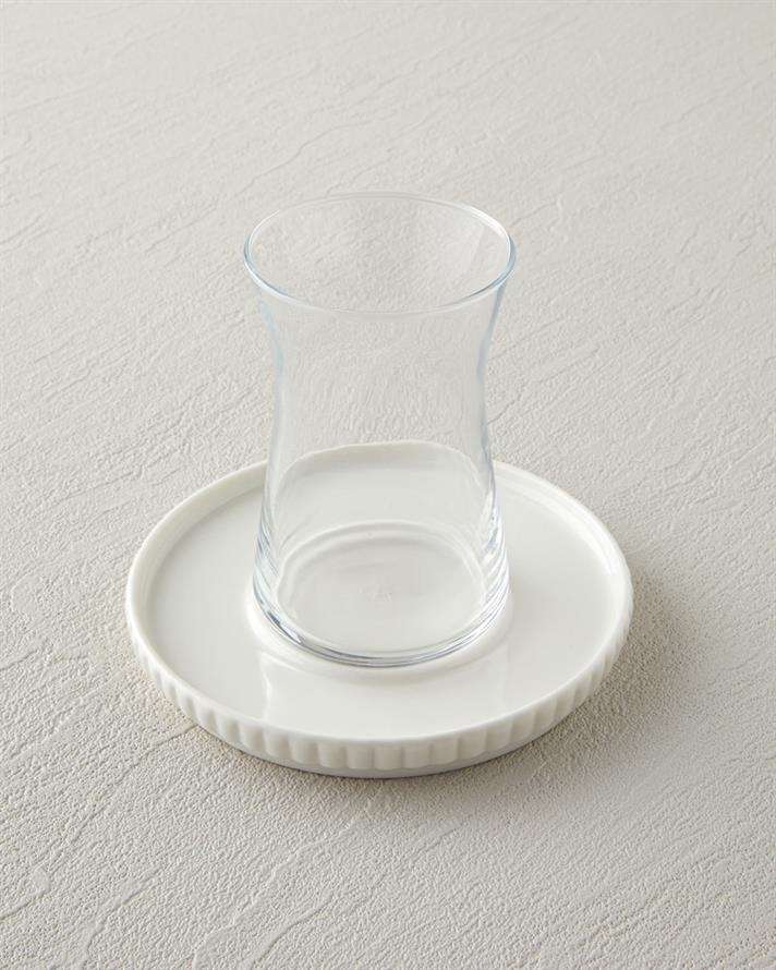 Lunara Porselen 18 Parça 6 Kişilik Çay-Kahve Takımı 170-90 ml Beyaz