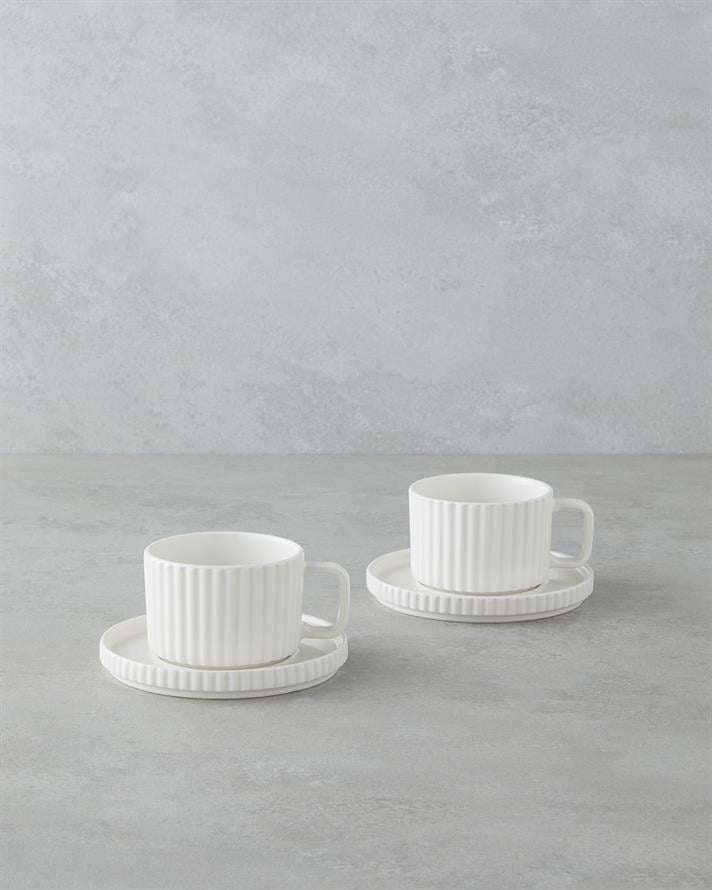 Lunara Porselen 4 Parça 2 Kişilik Çay Fincanı Takımı 220 ml Beyaz