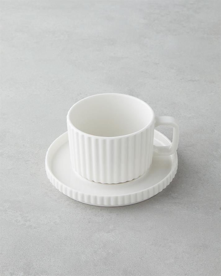 Lunara Porselen 4 Parça 2 Kişilik Çay Fincanı Takımı 220 ml Beyaz