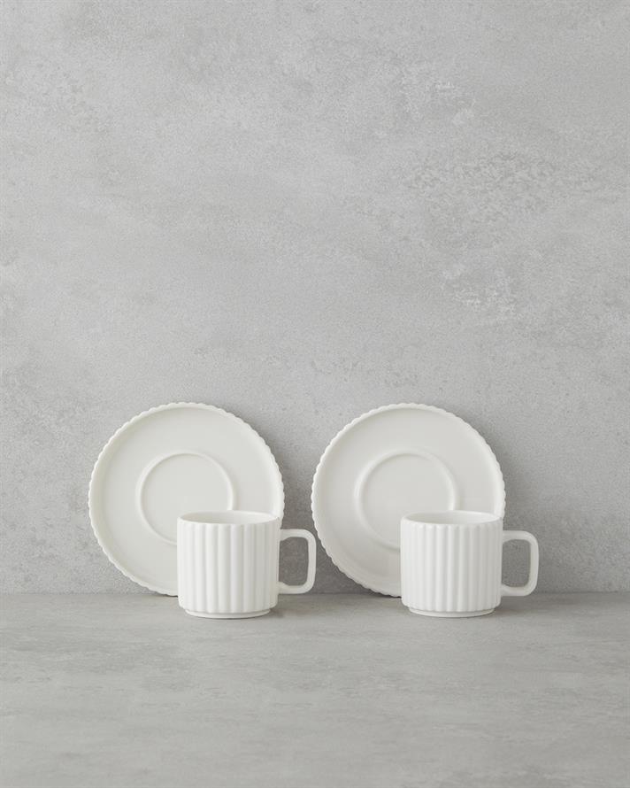 Lunara Porselen 4 Parça 2 Kişilik Kahve Fincan Takımı 90 ml Beyaz