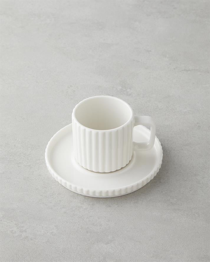 Lunara Porselen 4 Parça 2 Kişilik Kahve Fincan Takımı 90 ml Beyaz