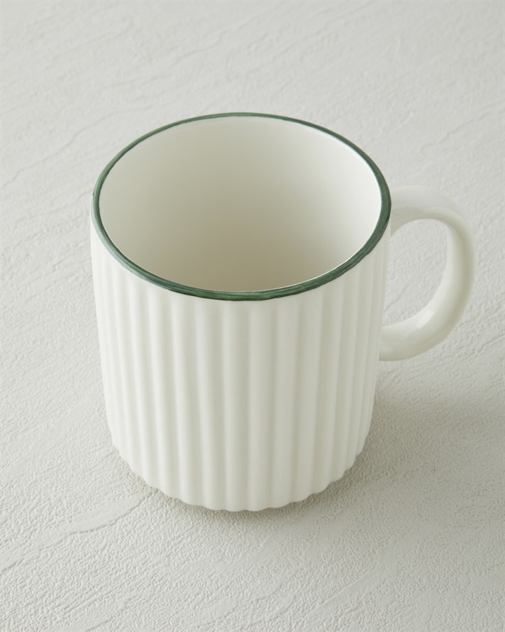 Lunara Porselen Kupa 350 ML Beyaz - Yeşil