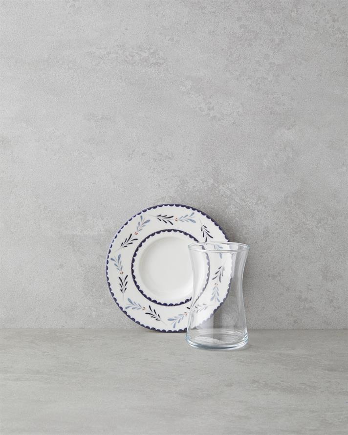 Lunessa Porselen 12 Parça 6 Kişilik Çay Seti 165 ml Mavi