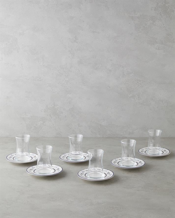 Lunessa Porselen 12 Parça 6 Kişilik Çay Seti 165 ml Mavi