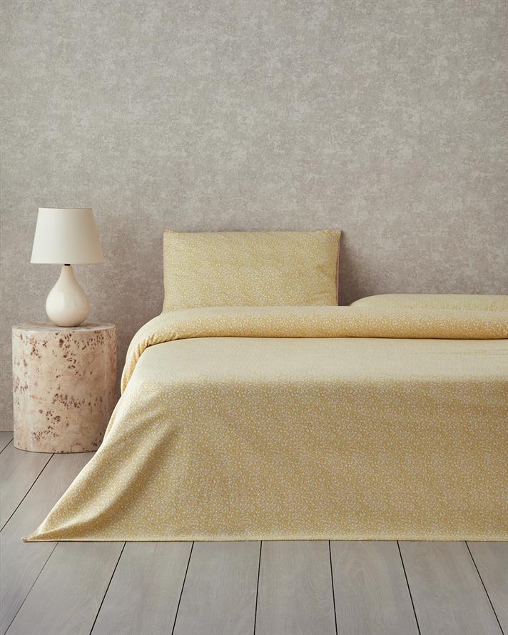 Lush Blooms Kolay Ütülenir Çift Kişilik Çarşaflı Nevresim Takımı 200x220 cm Turuncu-Sarı