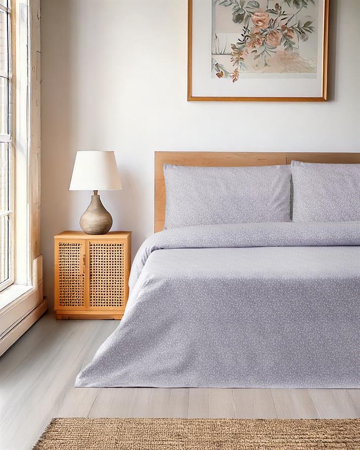 Lush Blooms Kolay Ütülenir Tek Kişilik Nevresim Takımı 160x220 cm Lila-Yeşil