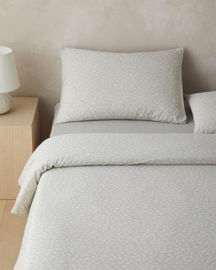 Lush Leopard Jakarlı Çift Kişilik Çarşaflı Nevresim Takımı 200x220 cm Bej