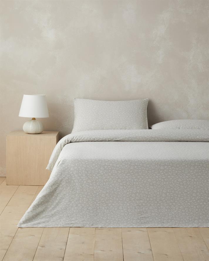 Lush Leopard Jakarlı Çift Kişilik Çarşaflı Nevresim Takımı 200x220 cm Bej