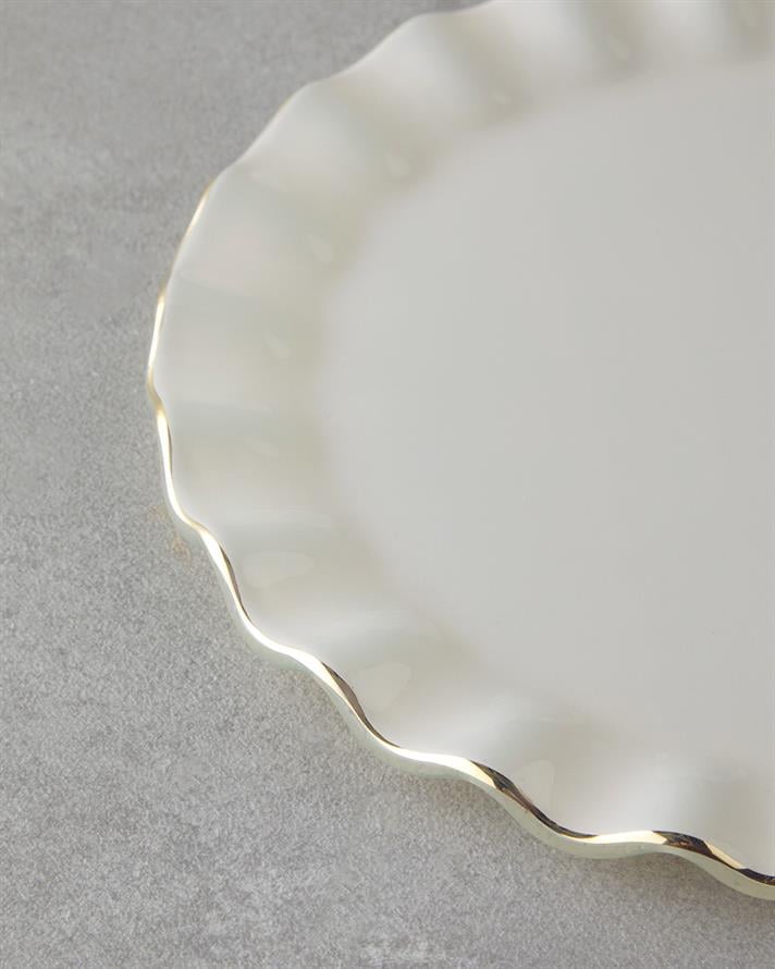 Lustre Cam Pasta Tabağı 20 cm Krem-Gold